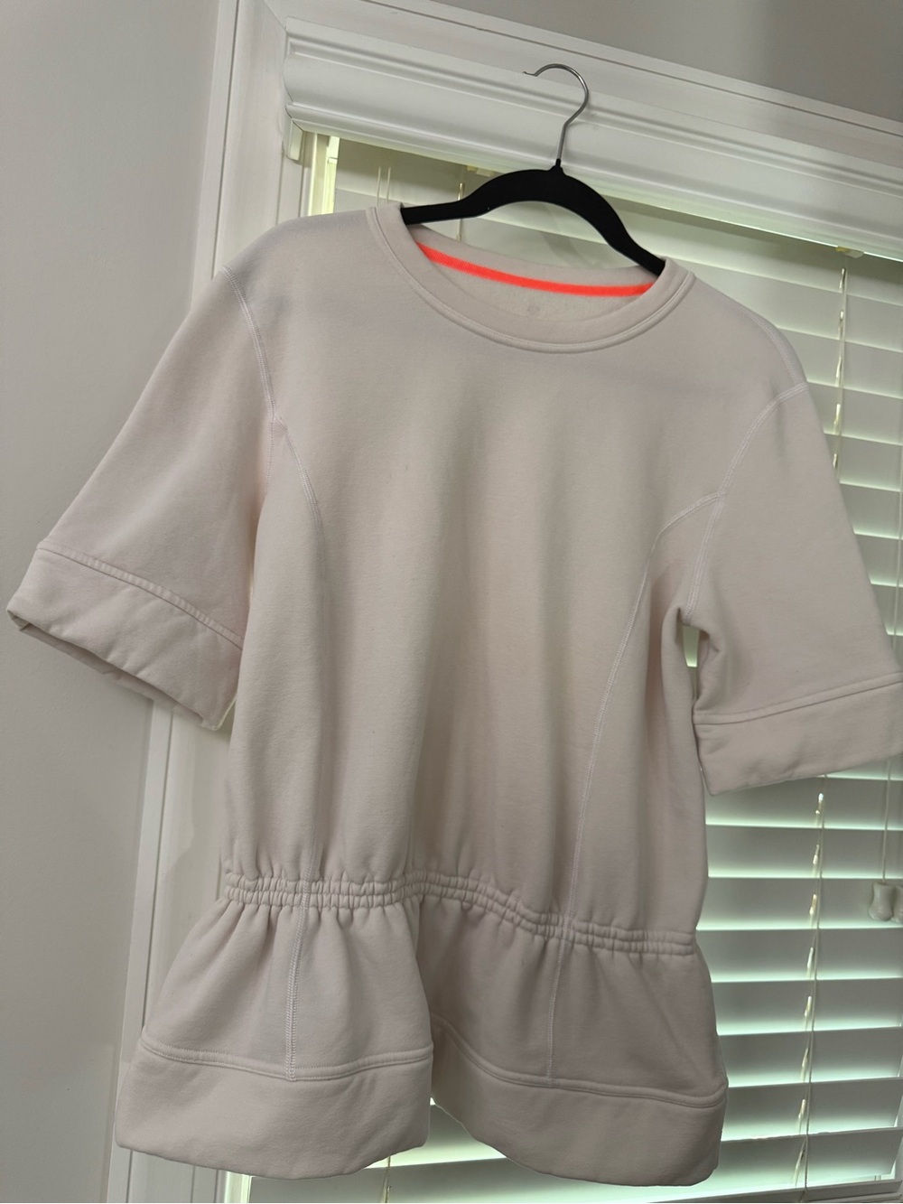 Lululemon Short-Sleeve Peplum Sweatshirt - Cream